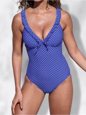 New Seamolly Purple Polka Dot And Ruffle One Piece Womens Swimsuit / Small